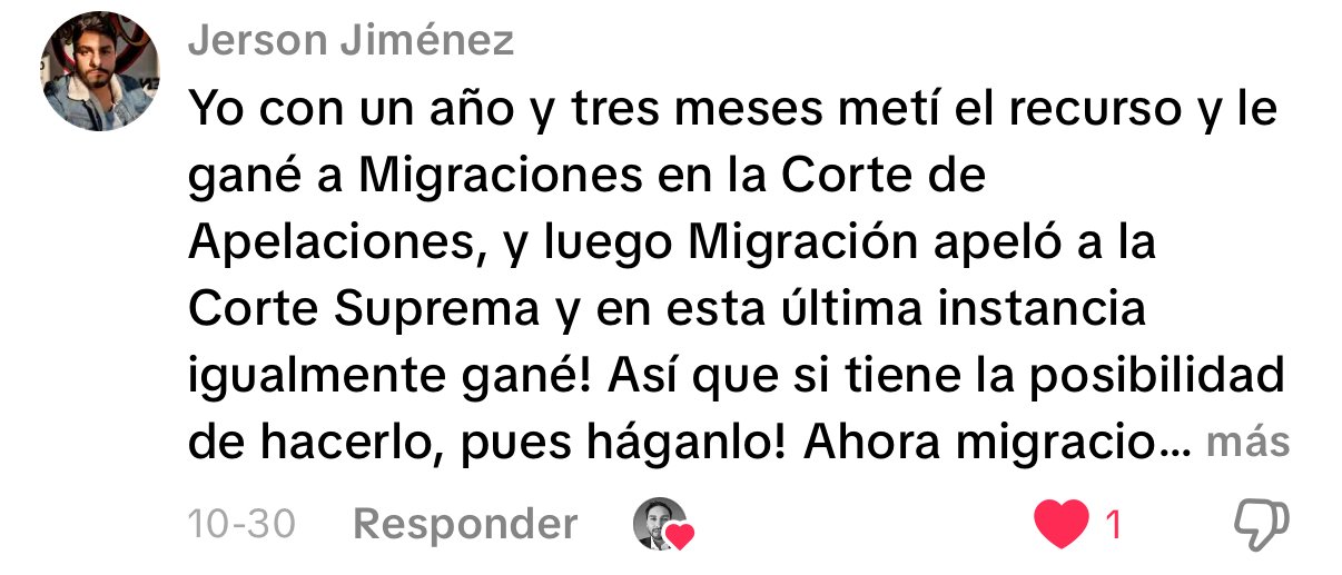 Testimonio de Jerson Jiménez sobre un recurso ganado contra Migraciones